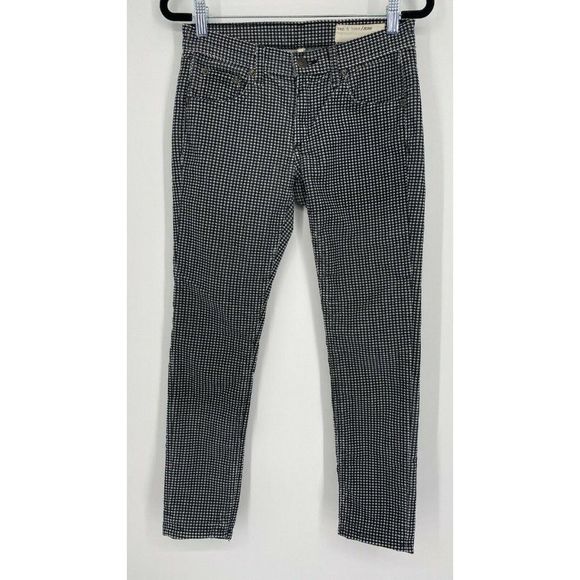 Rag & Bone Mini Houndstooth Skinny Velvet Pants Size 25 Low Rise Stretch Multi - Picture 1 of 12
